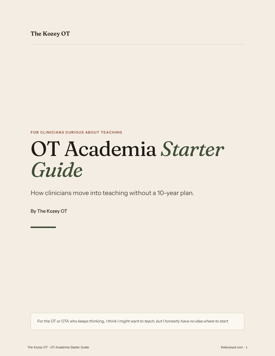 Cover of the OT Academia Starter Guide